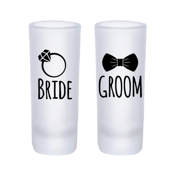 Shots de vidrio Bride & Groom 7079