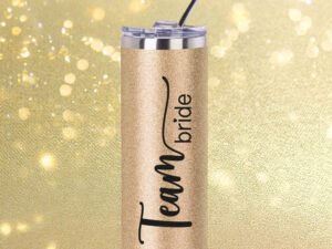Botella Térmica Skinny Dorado Glitter «Team Bride»