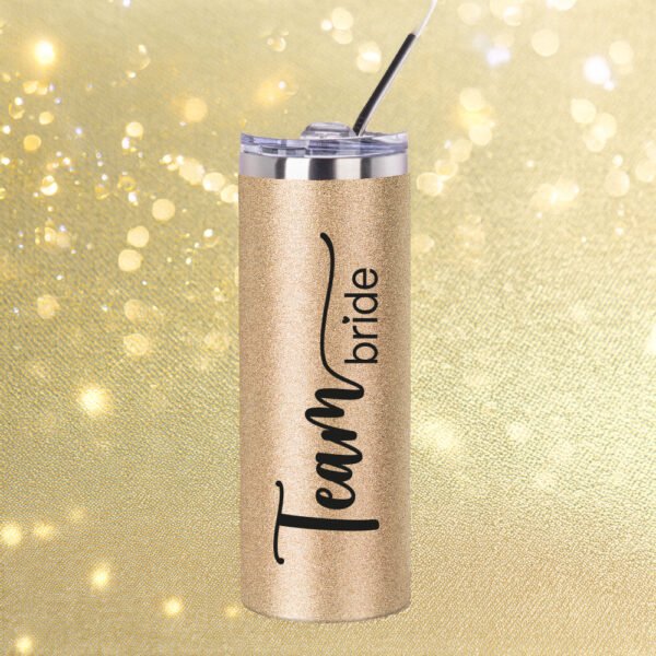 Botella Térmica Skinny Dorado Glitter «Team Bride»