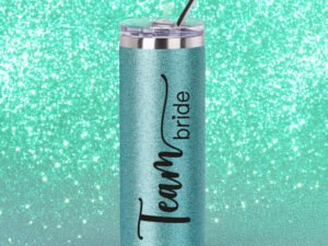 Botella Térmica Skinny Menta Glitter «Team Bride»