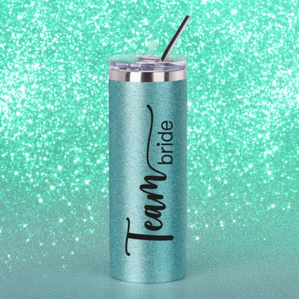 Botella Térmica Skinny Menta Glitter «Team Bride»