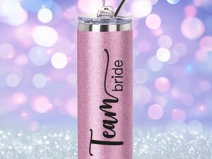 Botella Térmica Skinny Rosa Glitter «Team Bride»
