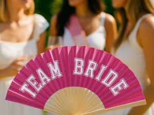 Abanico Madera Team Bride Fucsia