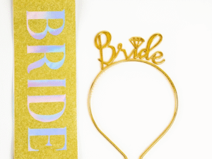 Cinta escarchada dorada Bride To Be + Diadema Bride