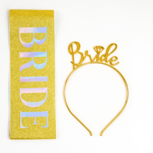 Cinta escarchada dorada Bride To Be + Diadema Bride