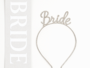 Cinta escarchada blanca Bride To Be + Diadema Bride de Brillos