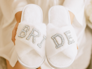 Pantuflas Blancas Cruzadas Bride Perlas