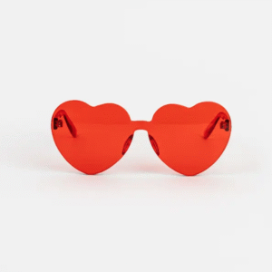 Lentes de corazón rojos transparentes