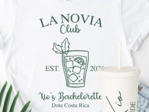 Combo Novia Club: Camisa Bride + gorra prelavada + vaso Skinny