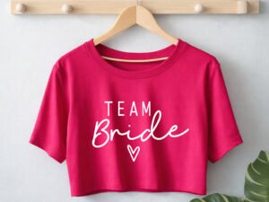 Camisa Fucsia CropTop «Team Bride»