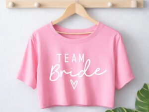 Camisa Rosada CropTop «Team Bride» - S