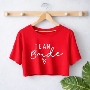 Camisa Roja CropTop «Team Bride»