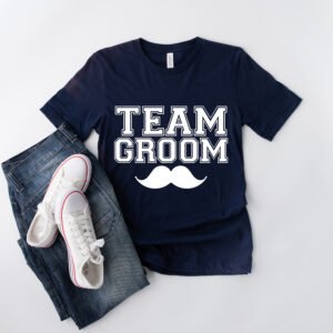 Camisa Azul «Team Groom Bigote»