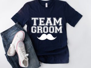 Camisa Azul «Team Groom Bigote»