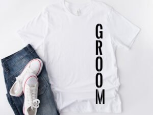 Camisa Blanca «Groom» Letras Vertical